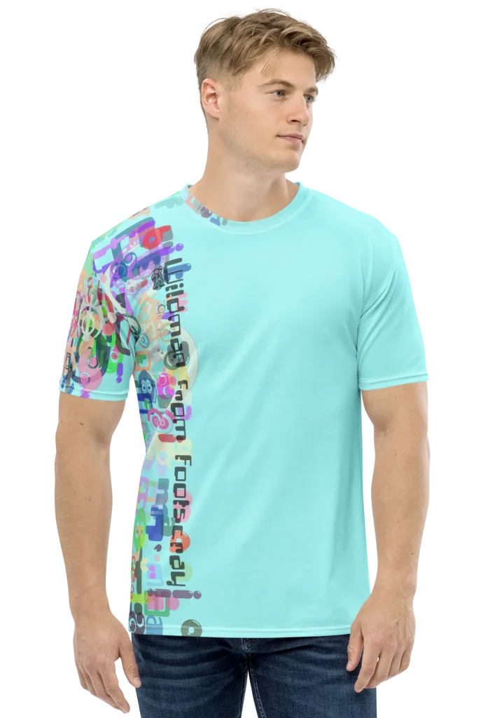 wild peach clothing mens t shirt wildman from footscray celeste blue front 1