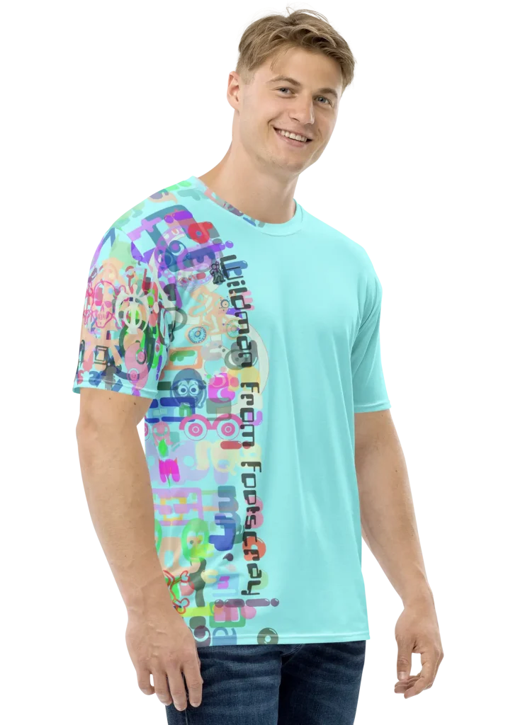 wild peach clothing mens t shirt wildman from footscray celeste blue right