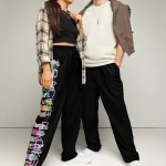 wild peach clothing trackie dacks black track pants front 2 rev