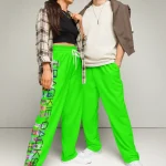 wild peach clothing trackie dacks neon green track pants front 3
