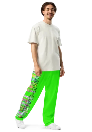 wild peach clothing trackie dacks neon green track pants right front 1