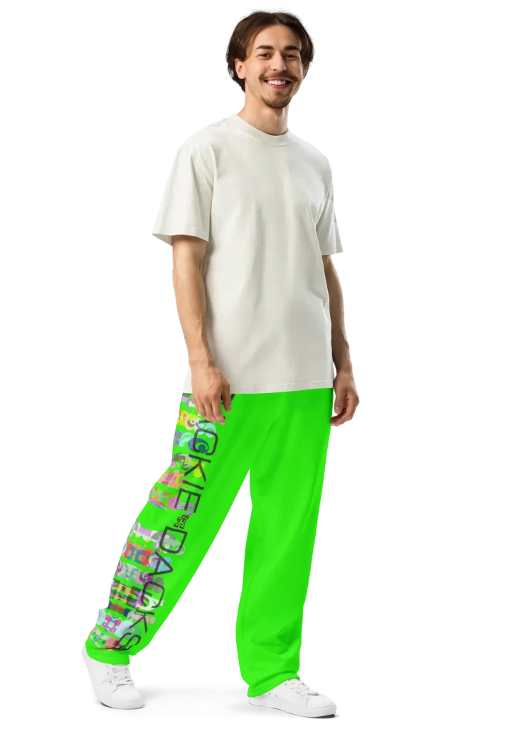 wild peach clothing trackie dacks neon green track pants right front 1