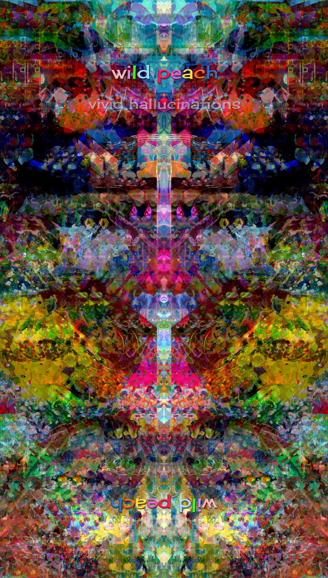 Vivid hallucinations print file — the full wraparound design for the large tote bag, showing the top-to-bottom mirror