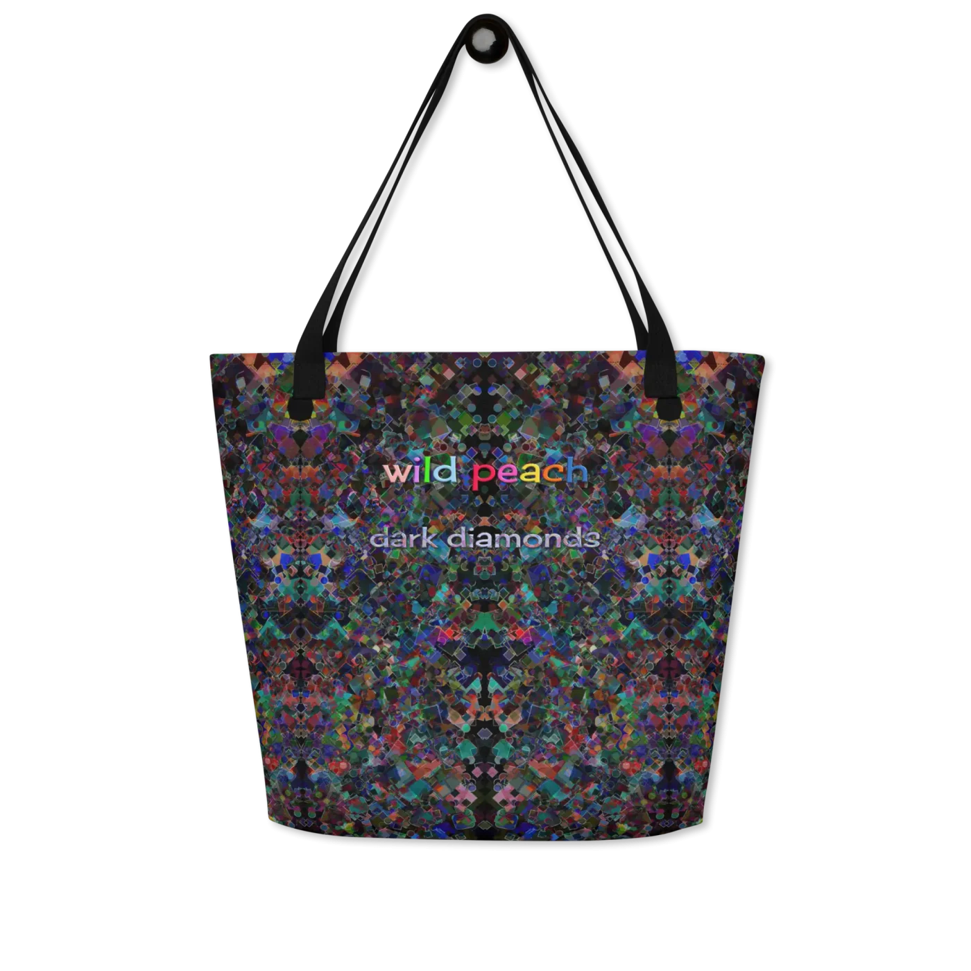 wild peach large tote bag dark diamonds front 2
