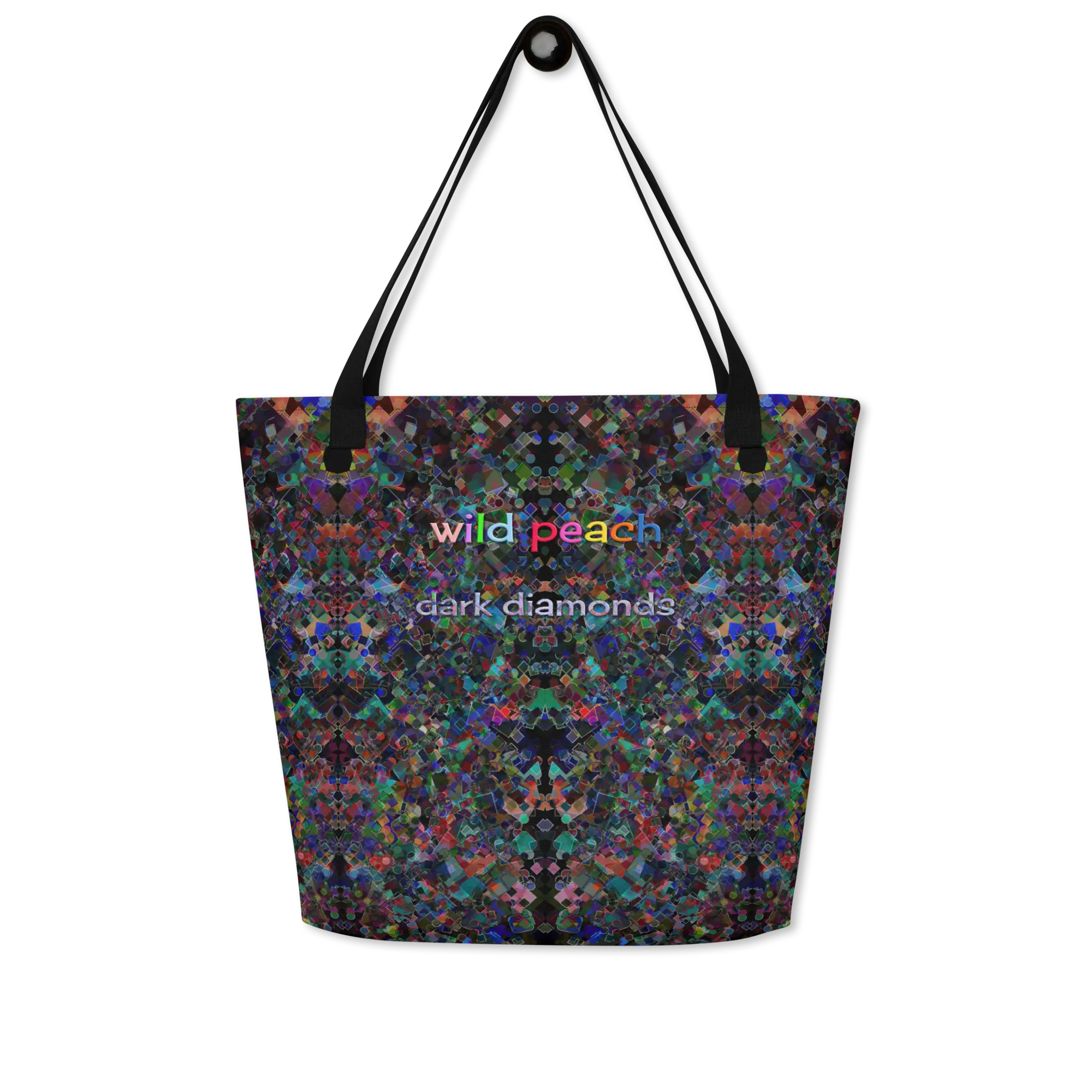 wild peach large tote bag dark diamonds front 2