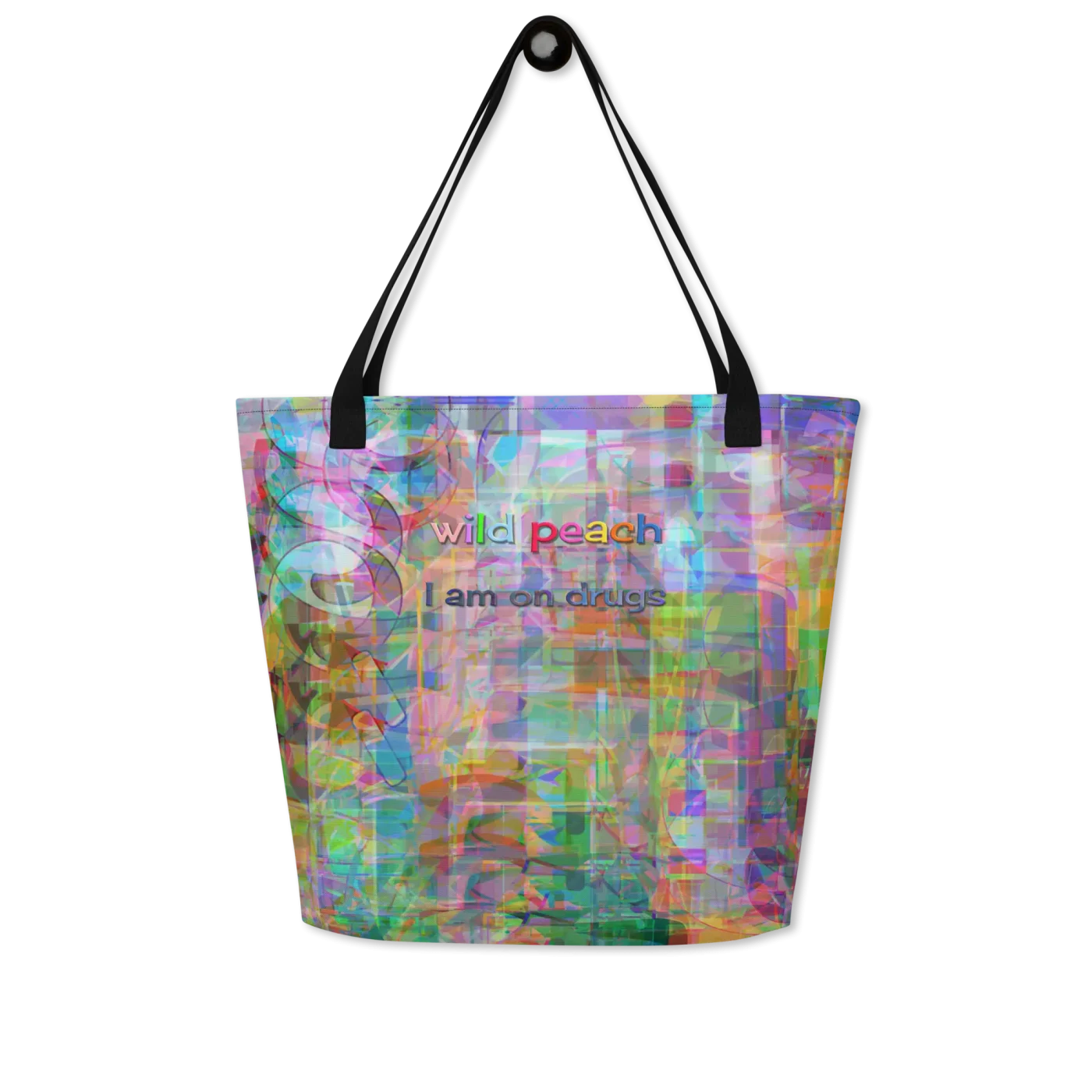 wild peach large tote bag i am on drugs front 2