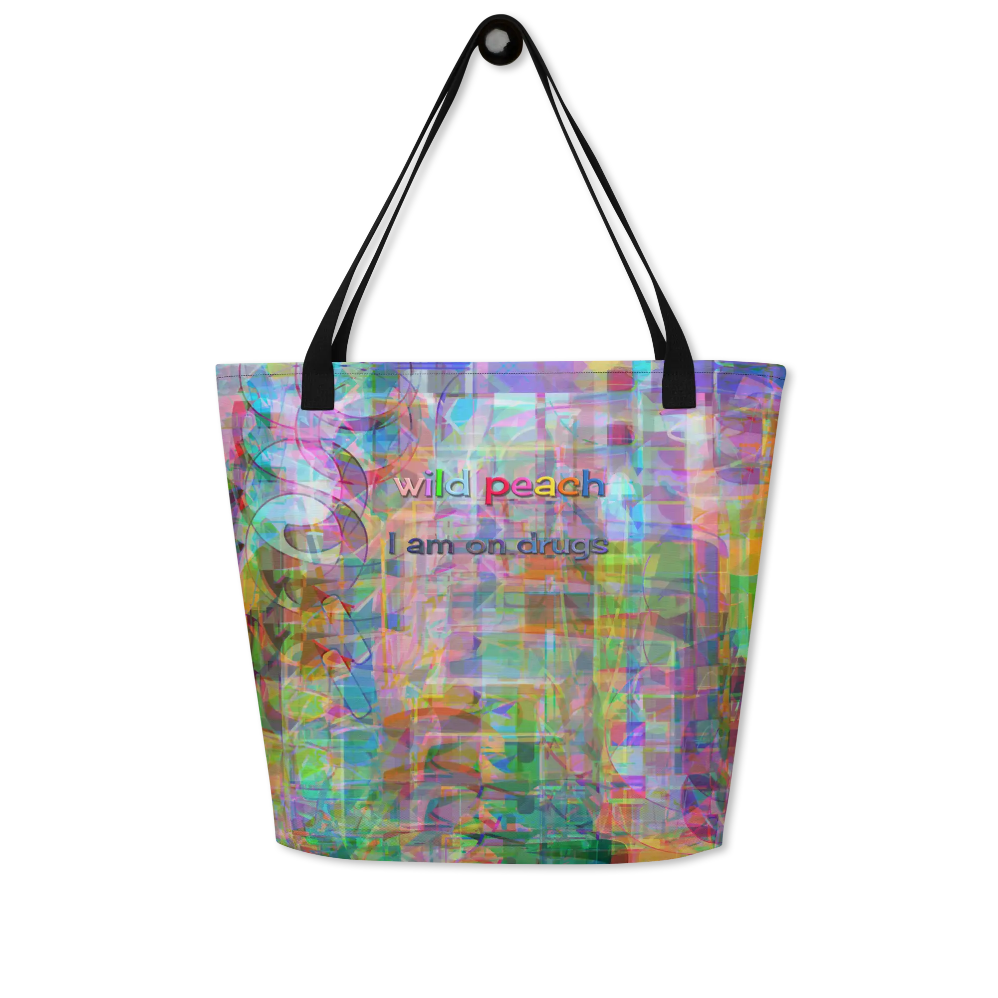 wild peach large tote bag i am on drugs front 2