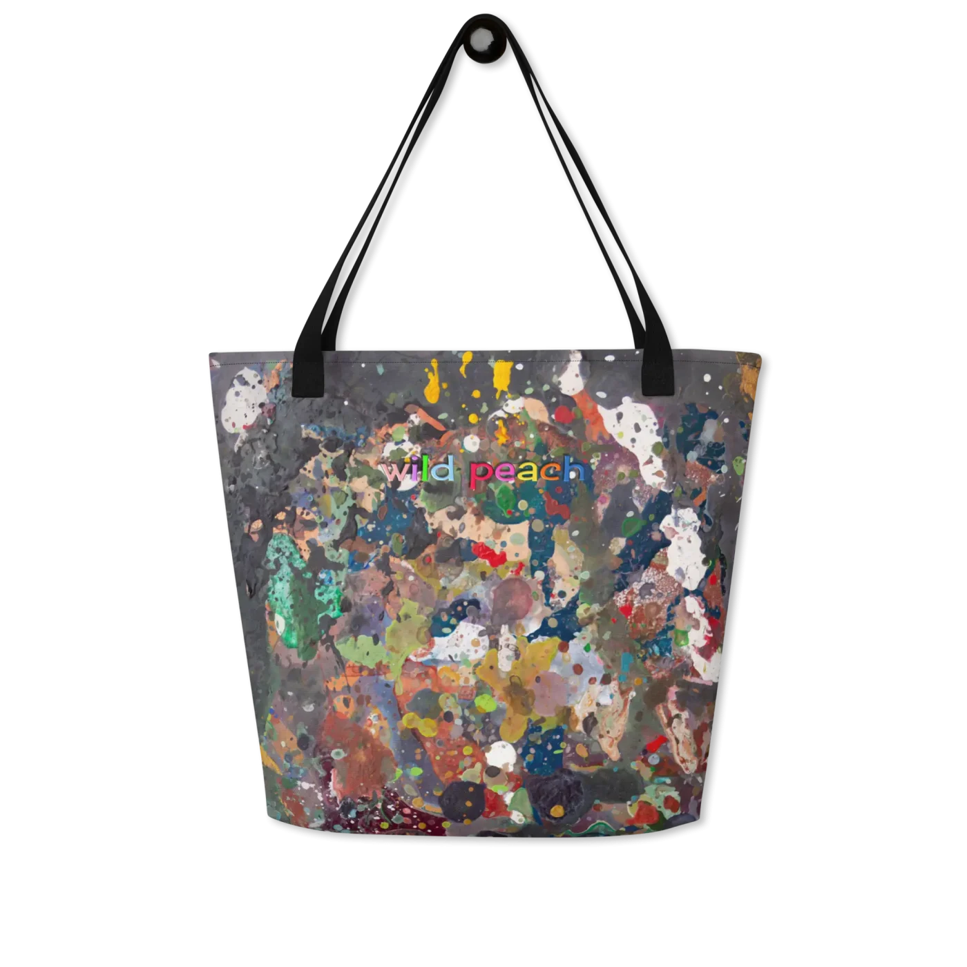 wild peach large tote bag mad painting back