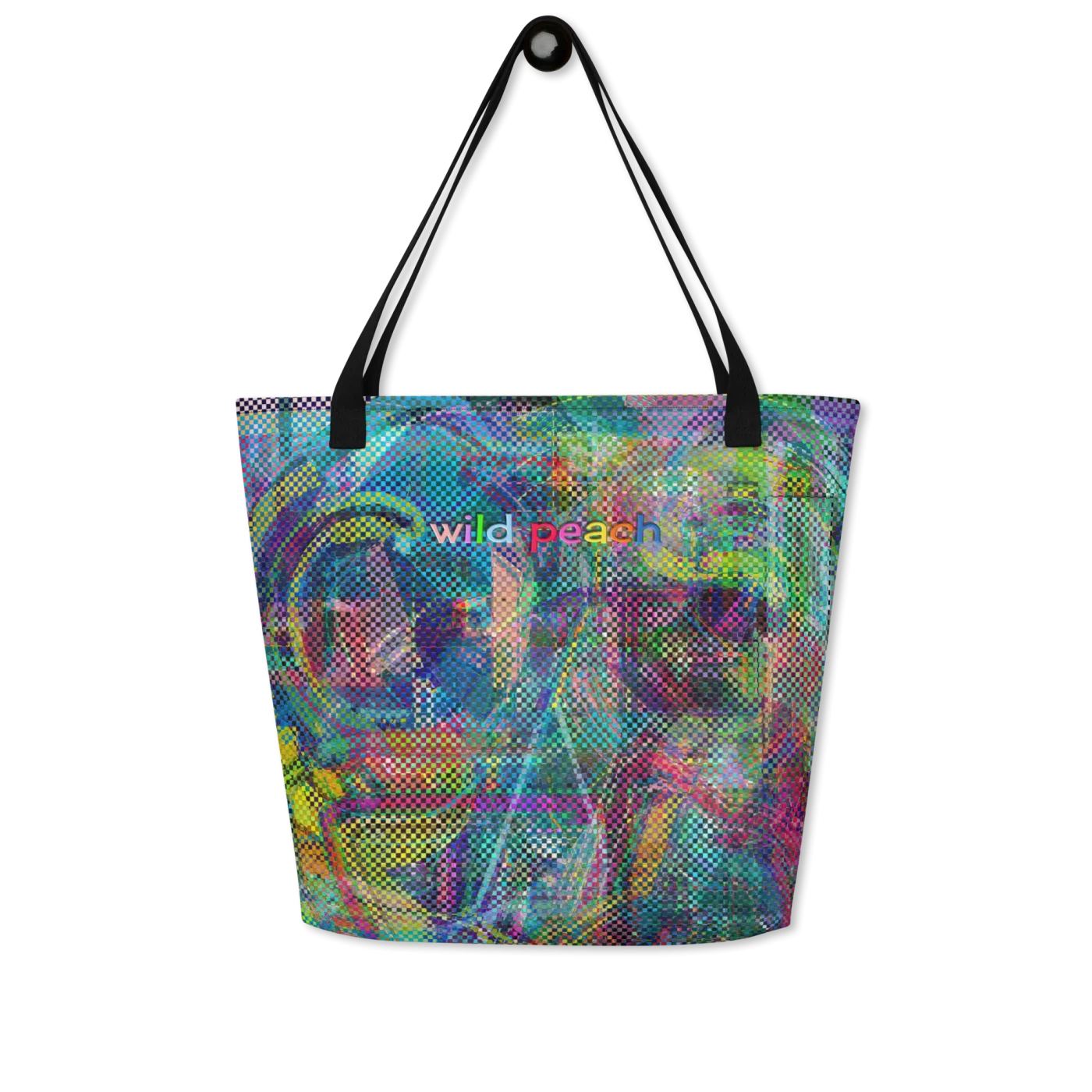 wild peach large tote bag squares of madness back