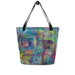 wild peach large tote bag squares of madness back