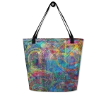 wild peach large tote bag squares of madness front 1