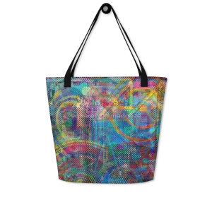 wild peach large tote bag squares of madness front 1