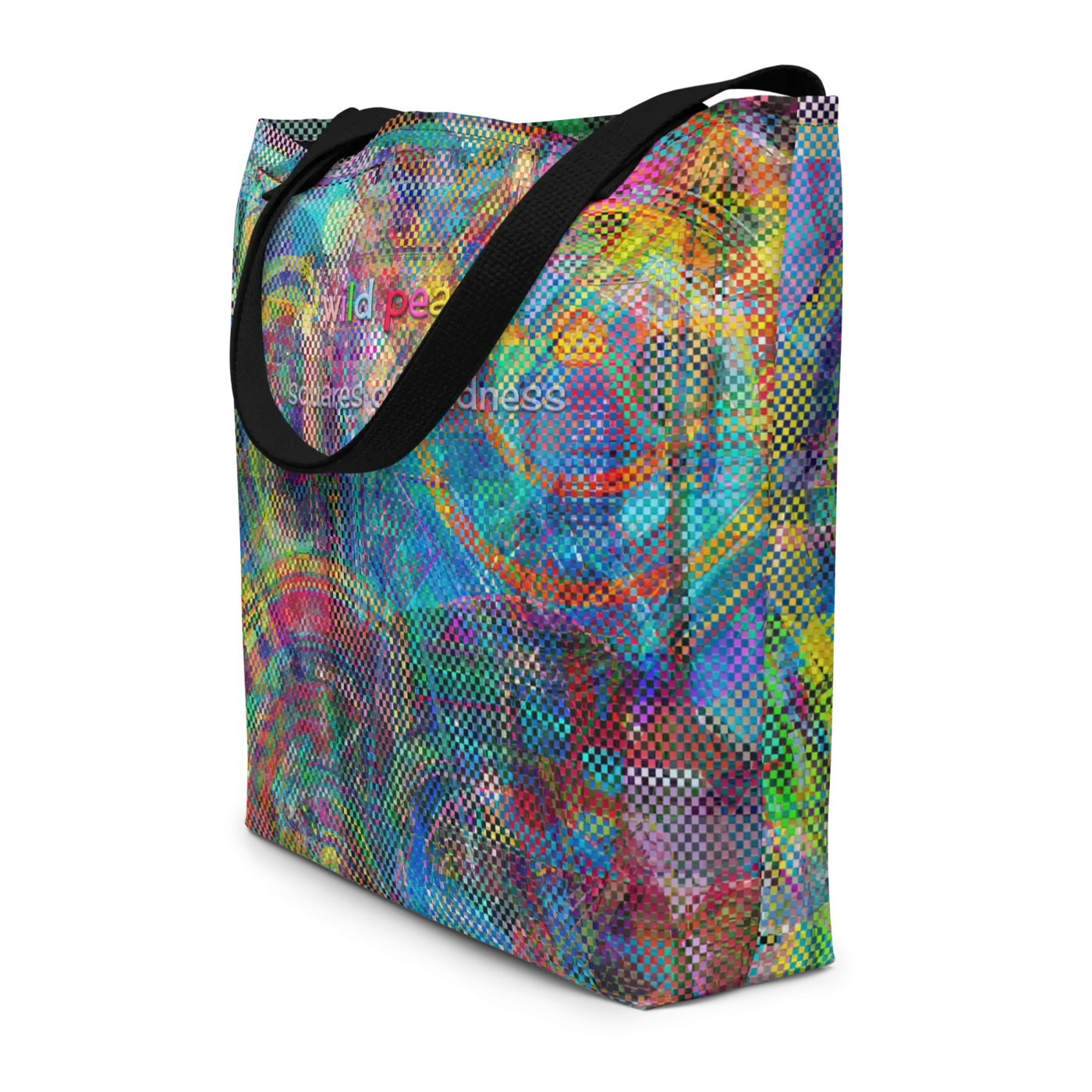 wild peach large tote bag squares of madness front 2