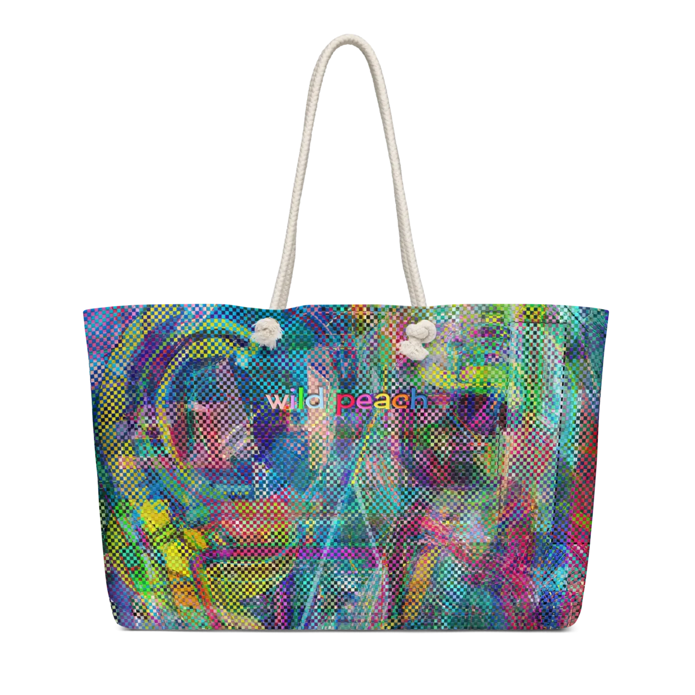 wild peach weekender bag squares of madness back