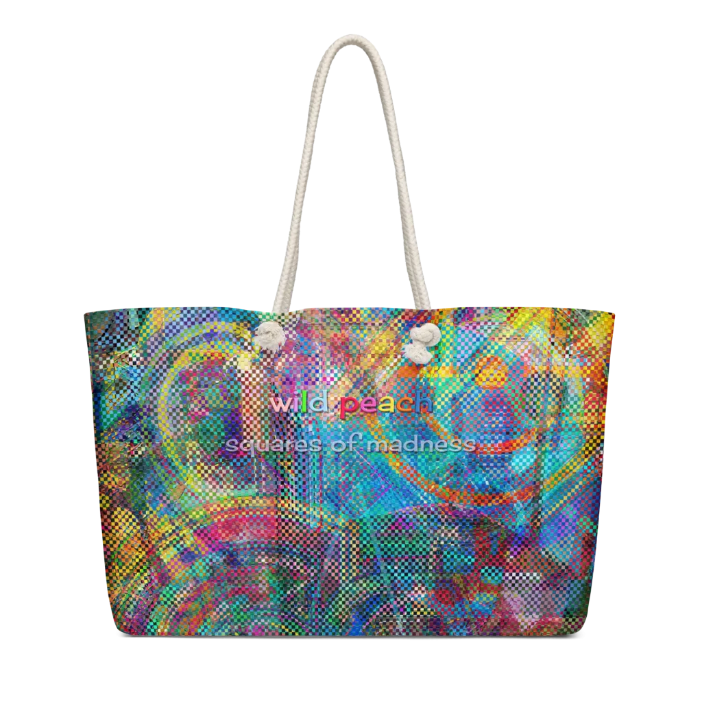 wild peach weekender bag squares of madness front 1