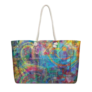 wild peach weekender bag squares of madness front 1