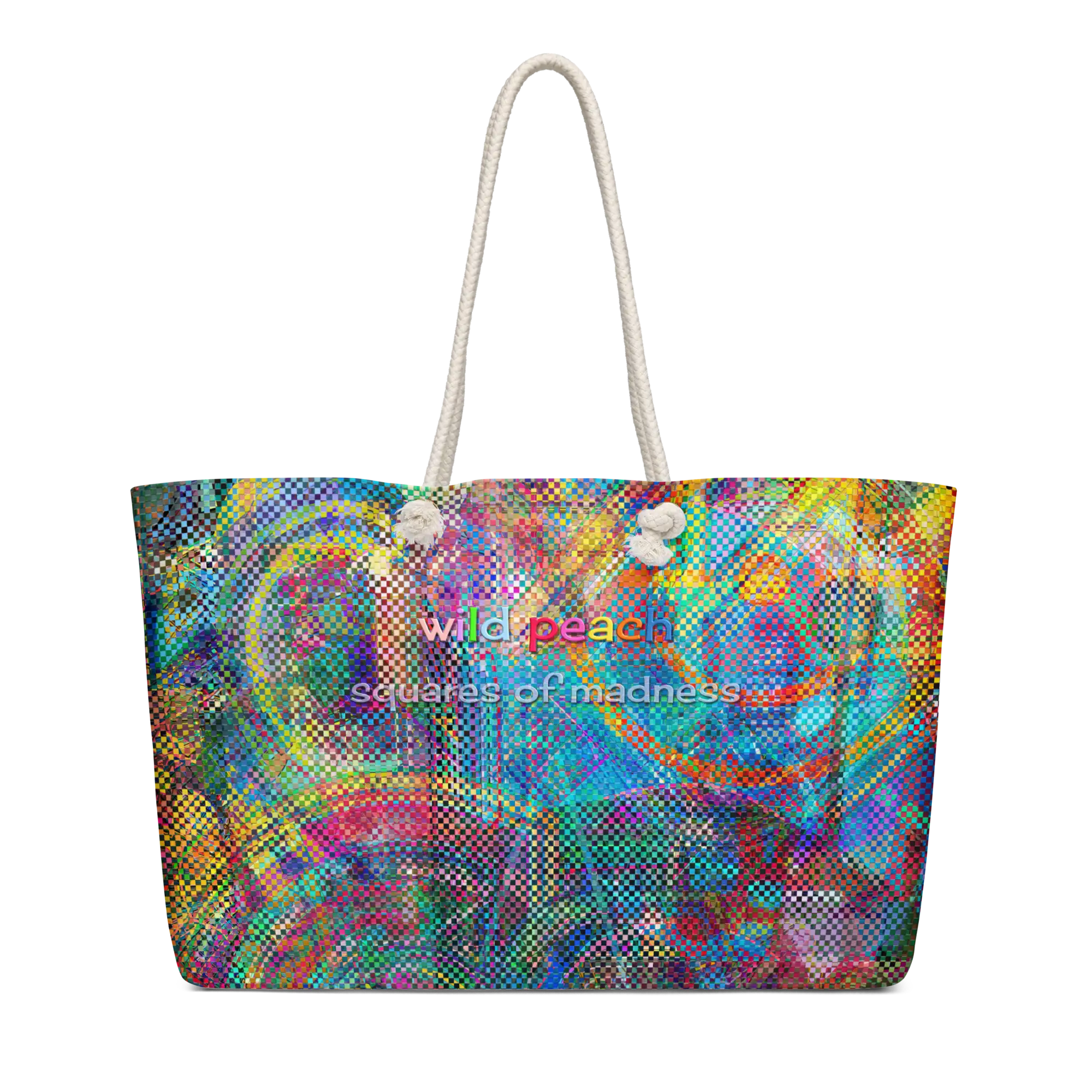 wild peach weekender bag squares of madness front 1
