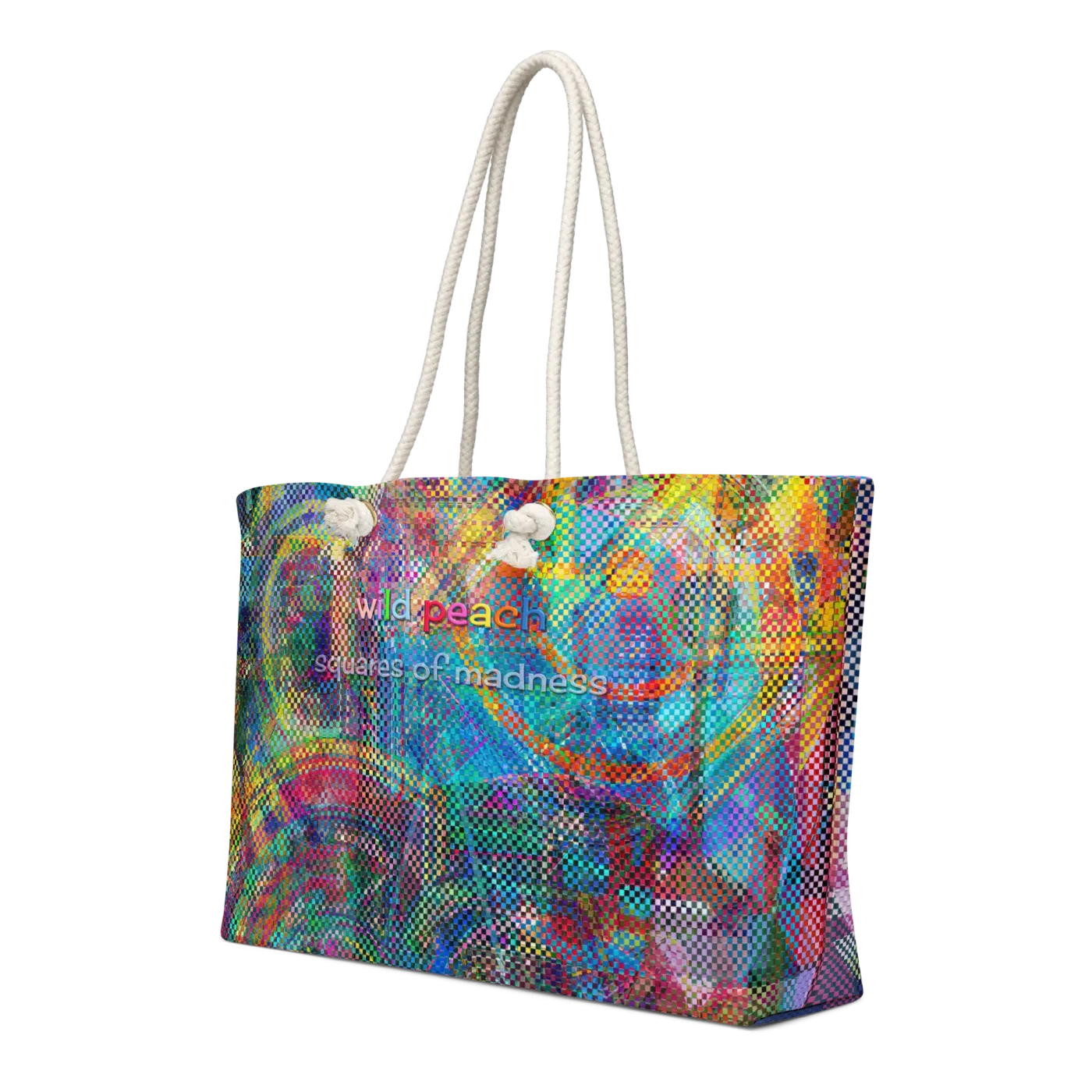 wild peach weekender bag squares of madness left front