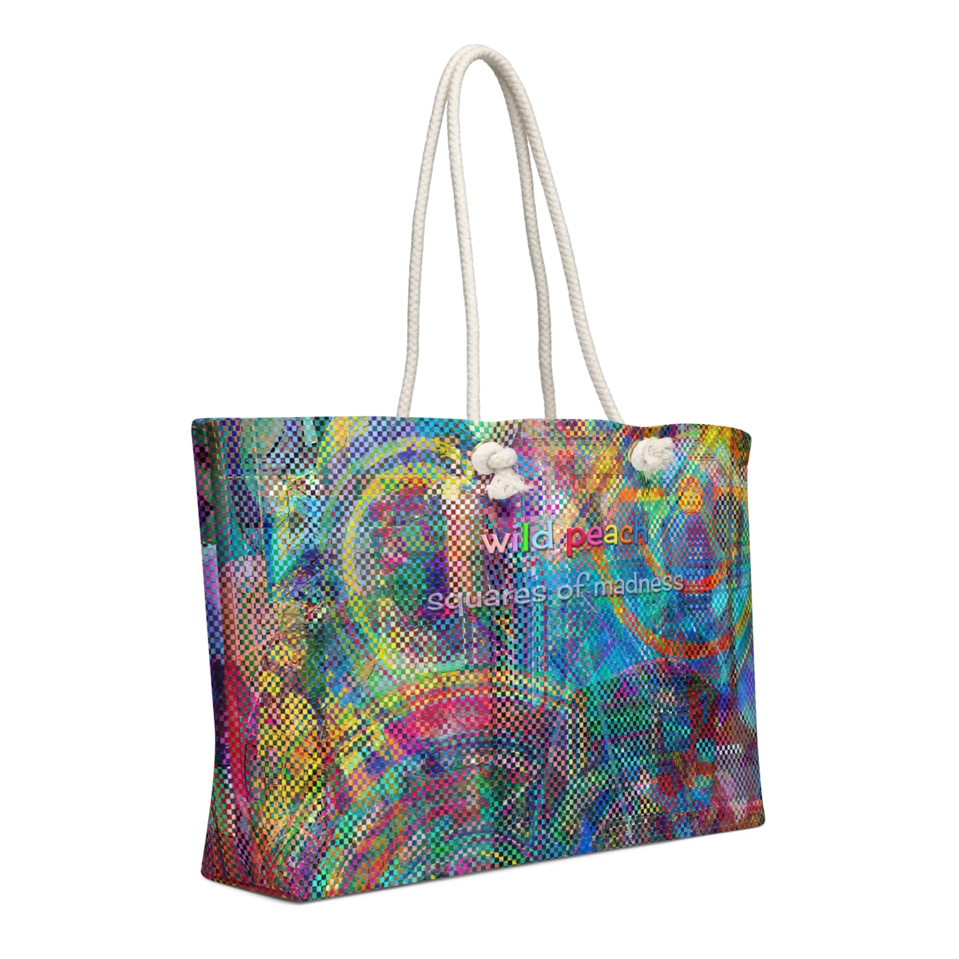 wild peach weekender bag squares of madness right front